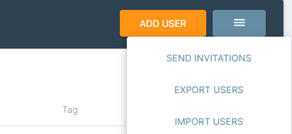 Screen capture of the User Tab illustrating where to Import Users via CSV file within Bodyswaps Go